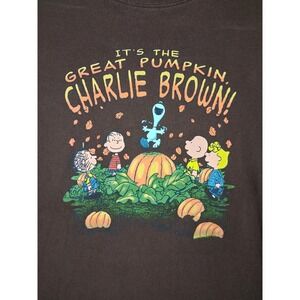 Peanuts‎ Adult Shirt XL Brown Great Pumpkin Charlie Brown Snoopy Sally Pig Pen